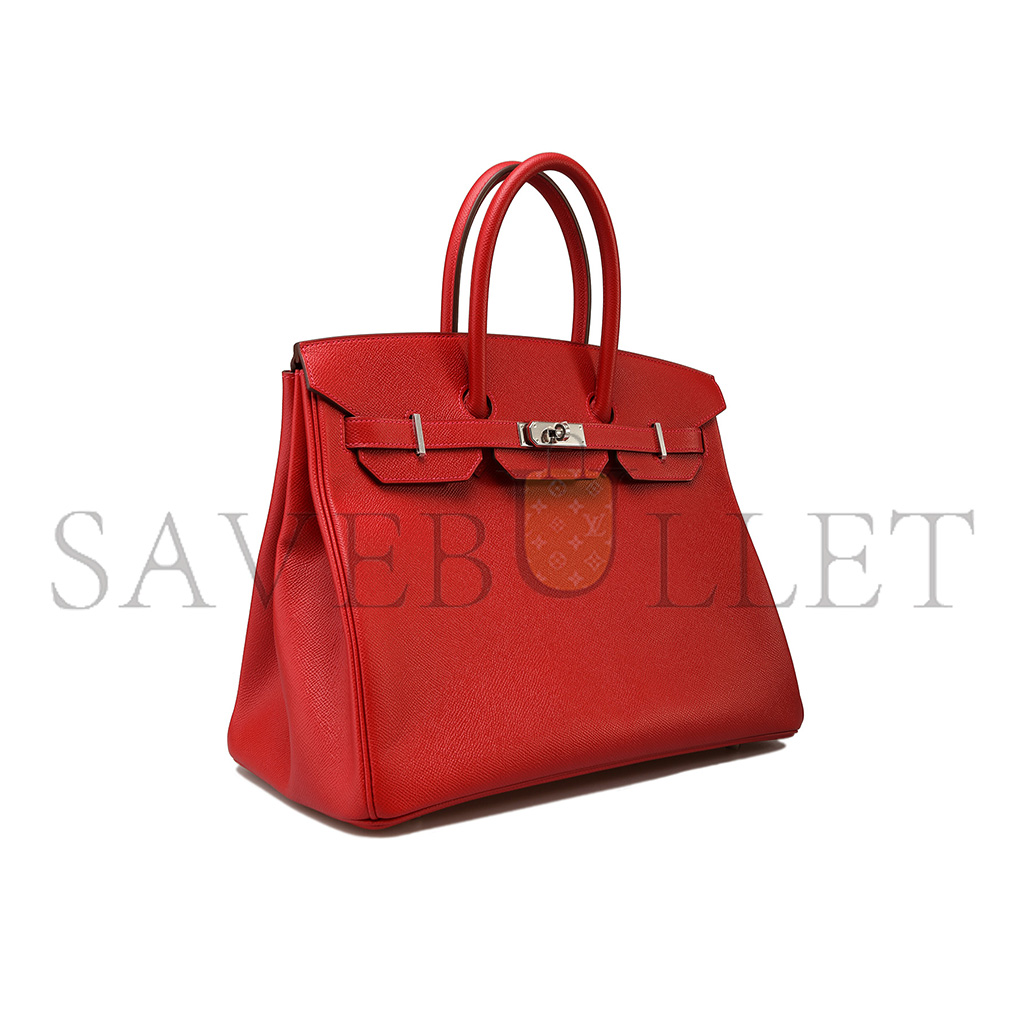 HERMÈS MASTER BIRKIN 35 SWIFT LEATHER RED SILVER BUCKLE H049362CC02 (35*25*18cm)